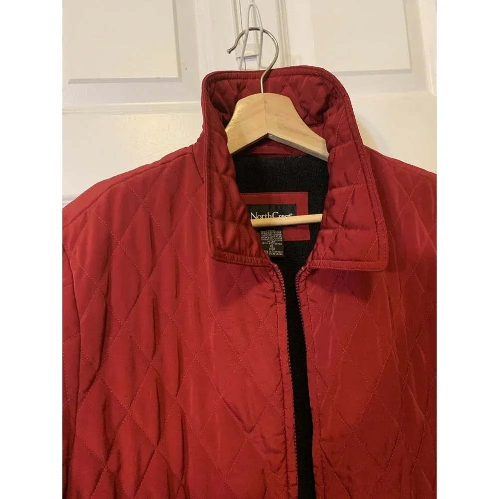 North Crest Vintage Women’s Sz XL Maroon Quilted‎ Full Zip Up Jacket